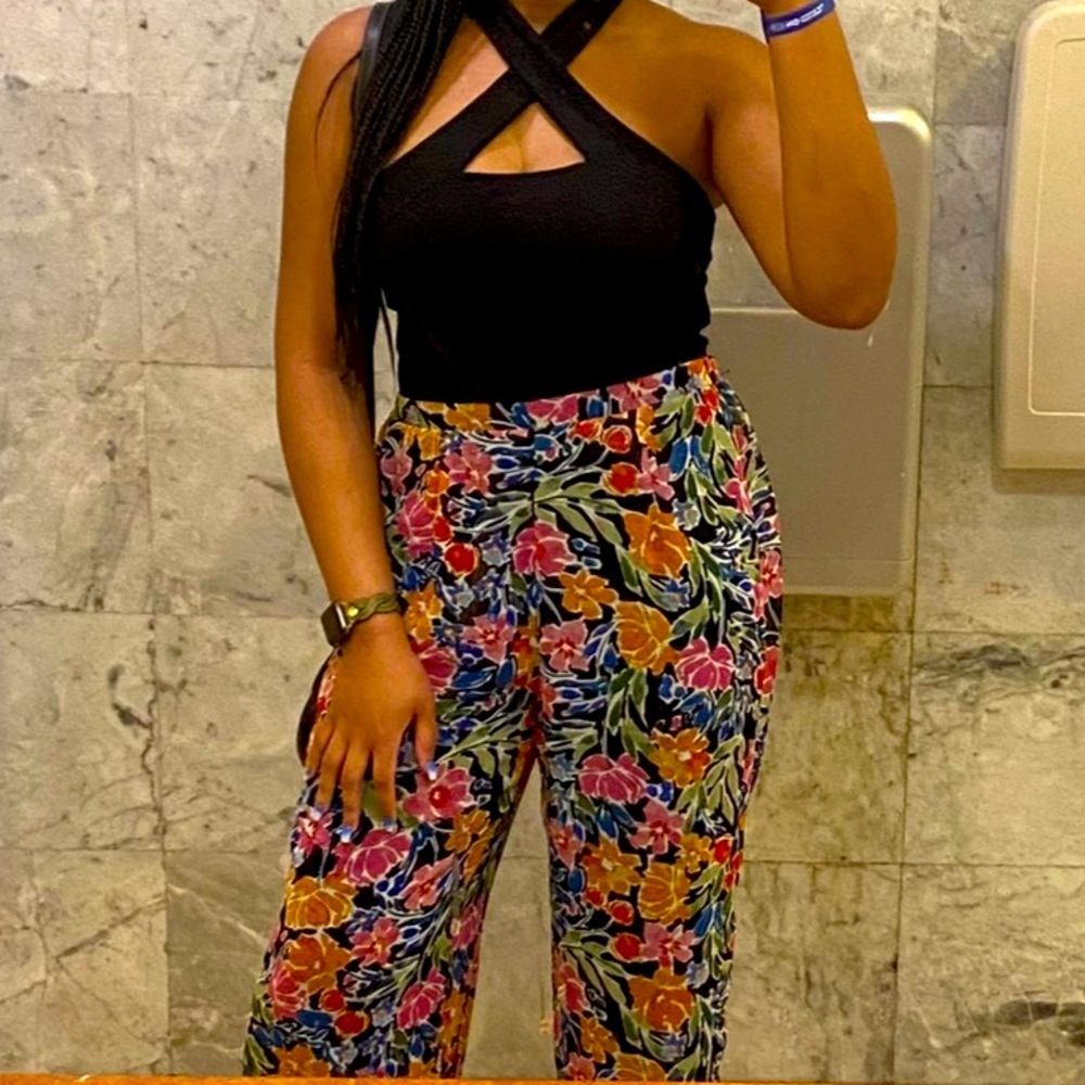 Floral Wide Leg Pants - MEDIUM